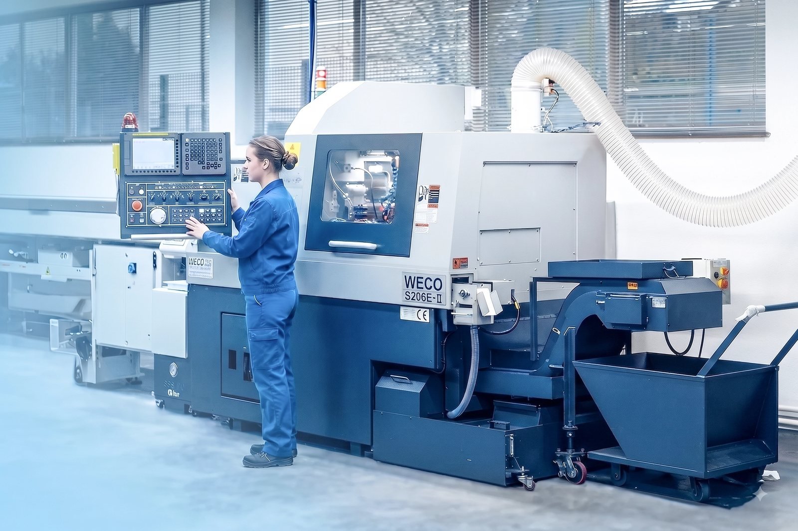 CNC-Fertigung bei Dausch Medizintechnik: Fachkraft bedient eine CNC-Bearbeitungsmaschine in Wurmlingen